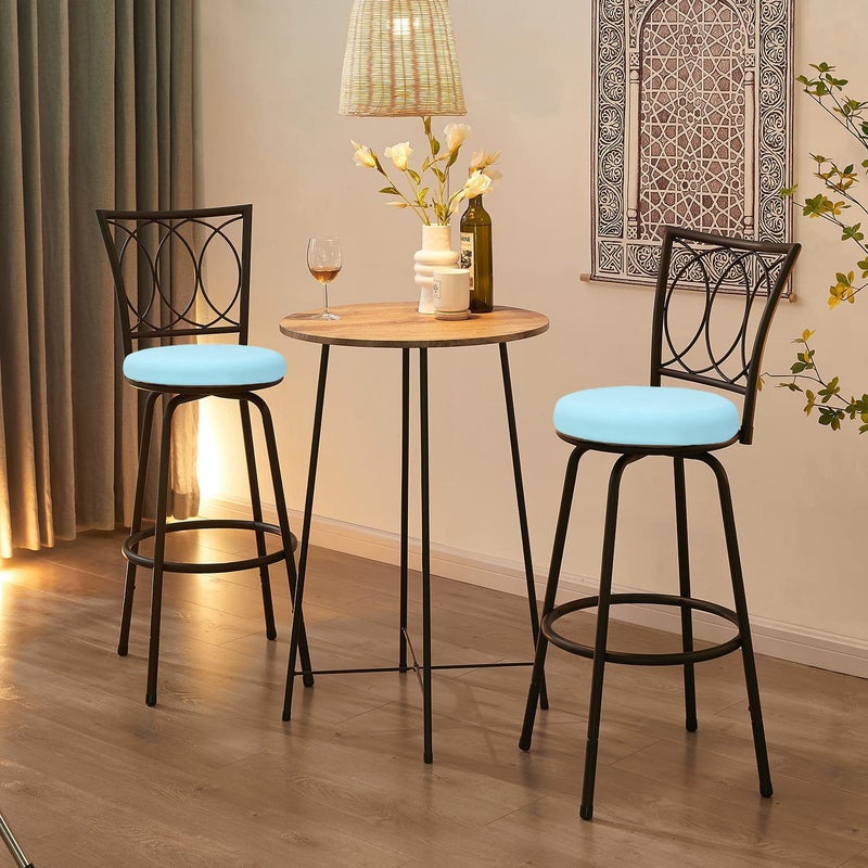 Deisy Dee 4PCS Round Bar Stool Seat Covers Stretch Round Chair Covers for 13-16 Inch Stool Chair (Tiff Blue) - Image 2